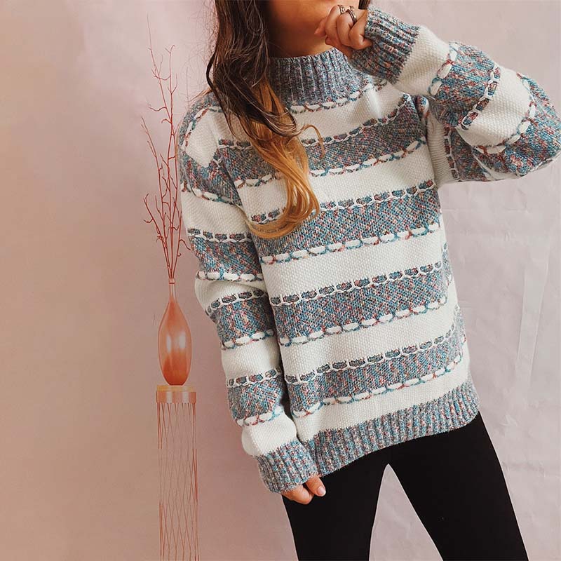 Casual Striped Knit Sweater