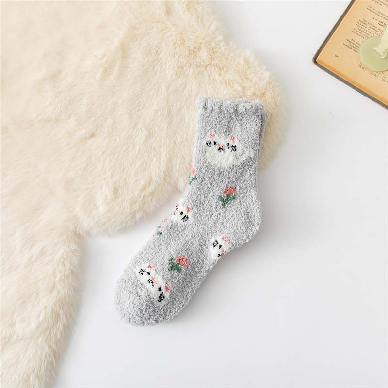 Warm Cat Print Socks