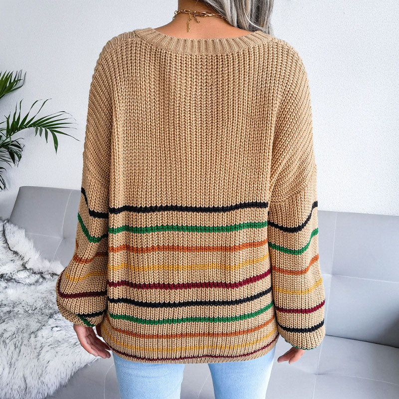 Casual Striped Knit Sweater