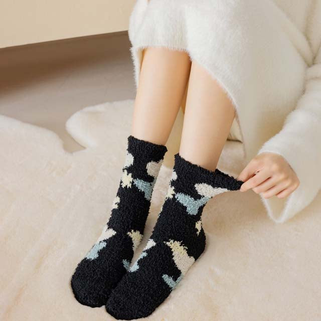 Warm Plush Floral Socks