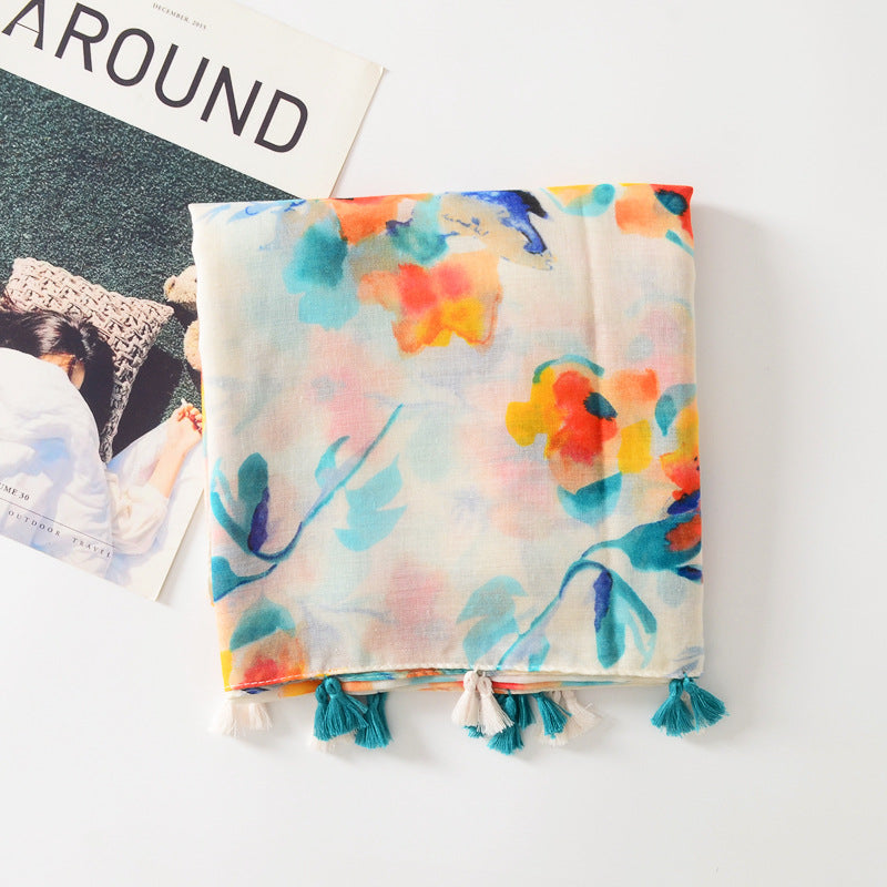 Casual Floral Print Scarf