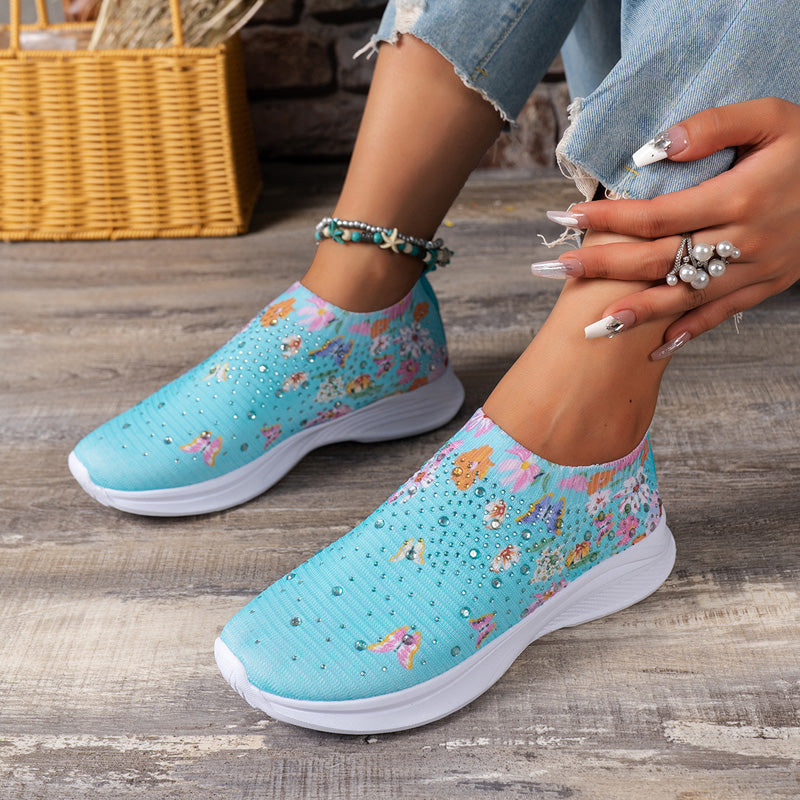 Butterfly Print Slip-On Shoes