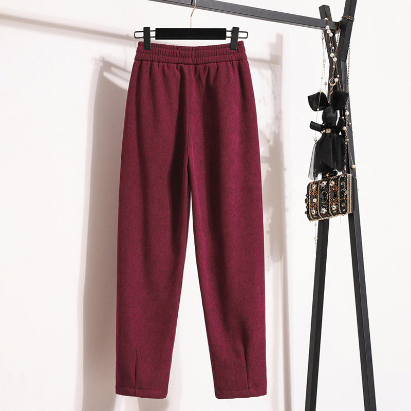 Solid Colour Warm Trousers