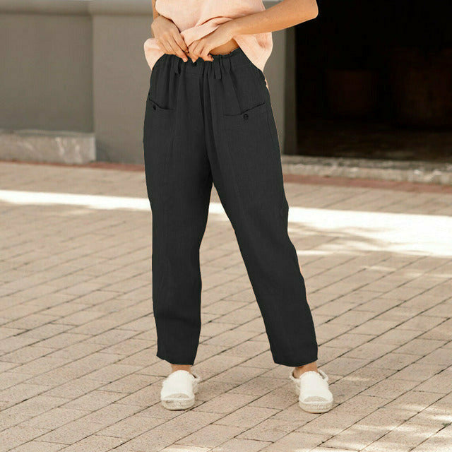 Casual Elastic Waist Pants