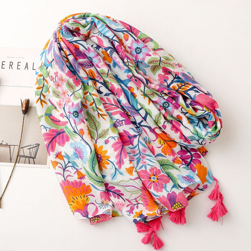 Colourful Floral Print Scarf