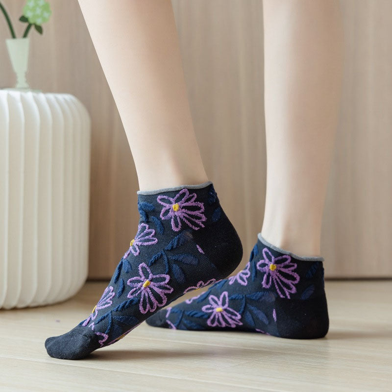 Pack Of 5 Pairs Of Floral Jacquard Socks