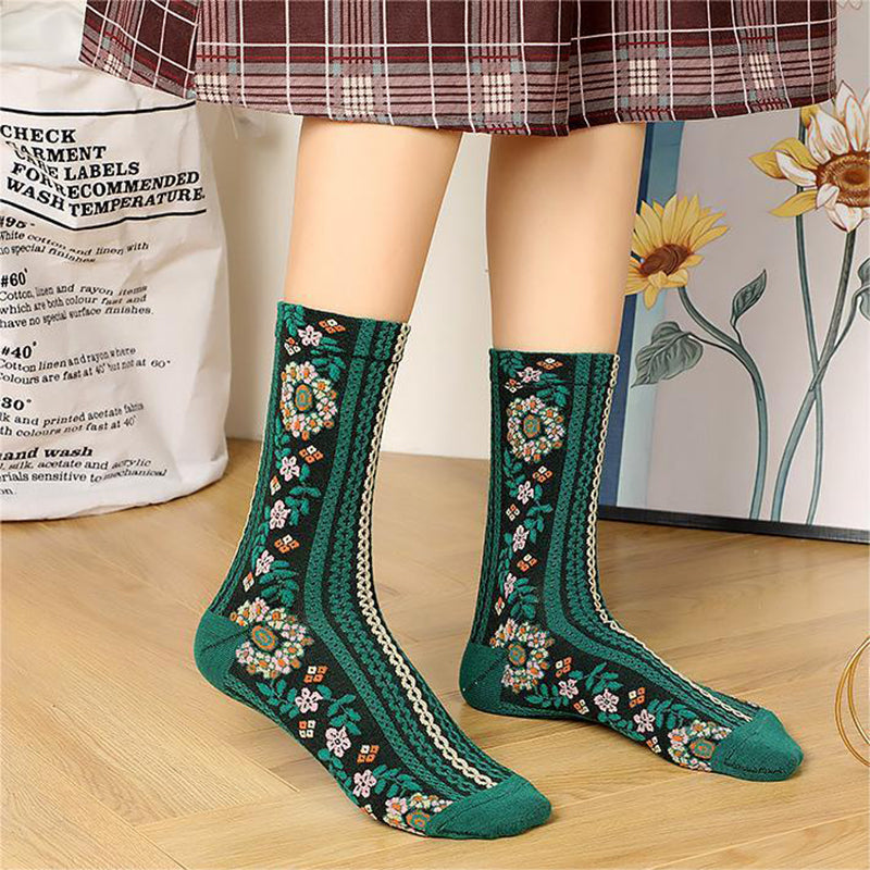 Pack Of 5 Pairs Of Floral Embroidered Socks