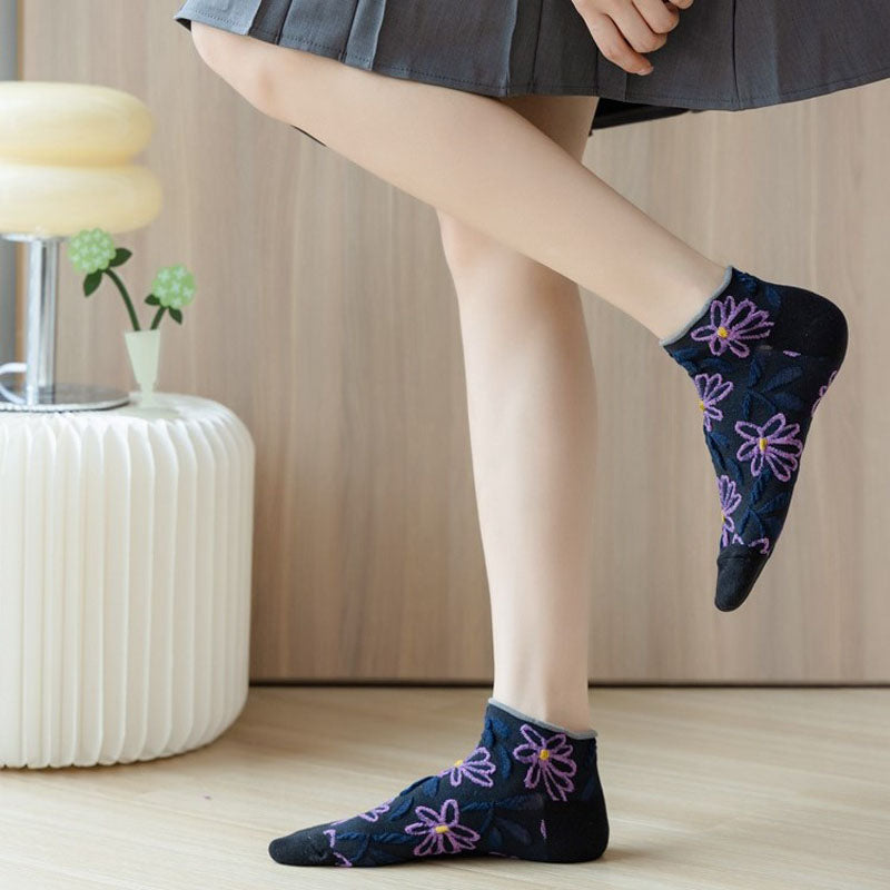 Pack Of 5 Pairs Of Floral Jacquard Socks