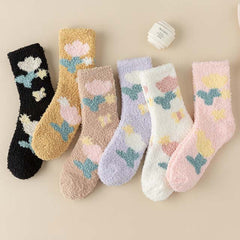 Warm Plush Floral Socks