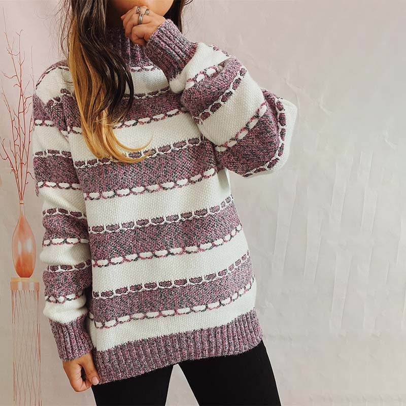 Casual Striped Knit Sweater