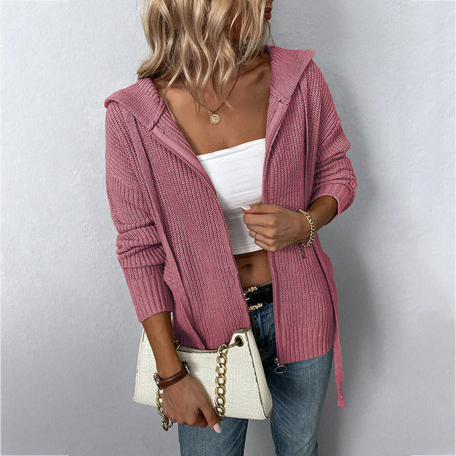 Casual Hooded Knitted Cardigan