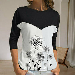 Contrast Color Dandelion Print T-Shirt