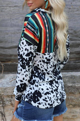 Cow Print Serape Half Zip Sweatshirt