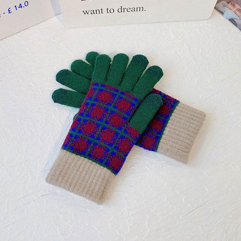 Vintage Plaid Warm Gloves