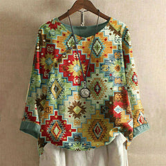 Vintage Geometric Print Blouse