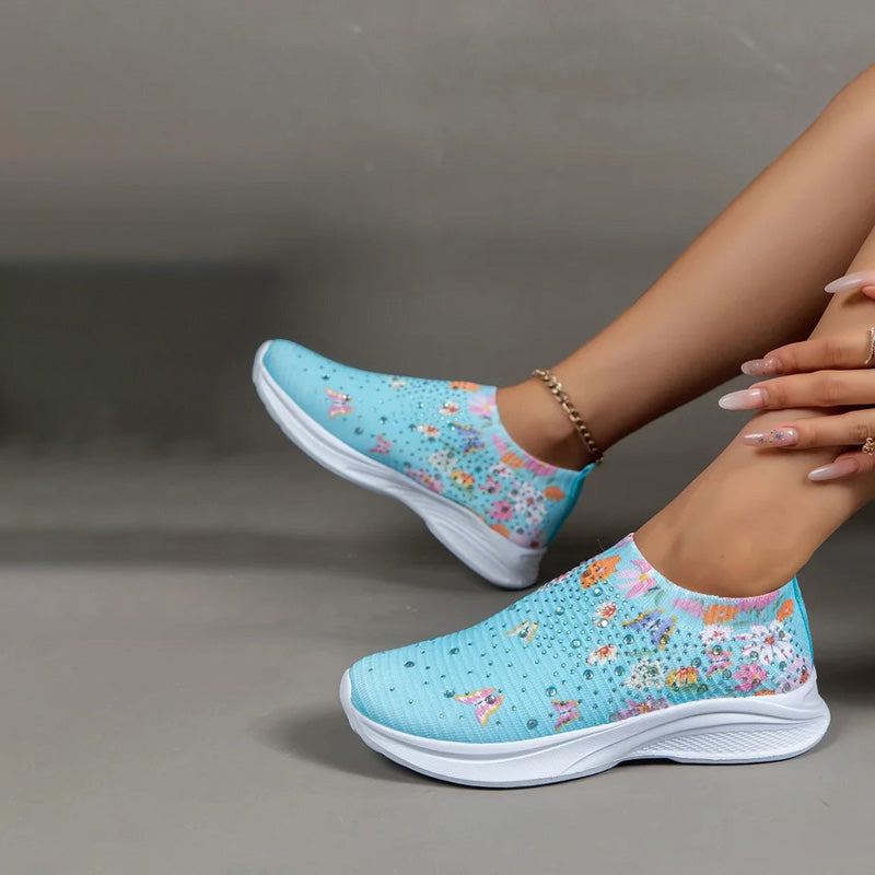 Butterfly Print Slip-On Shoes