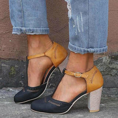 Summer Square Heel Round Toe Shoes