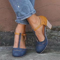 Summer Square Heel Round Toe Shoes