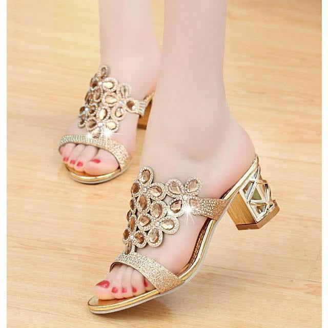 Fashion Rhinestone Slipper Sexy Hollow Out Sandals