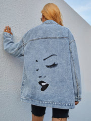 Abstract Woman Face Denim Jacket