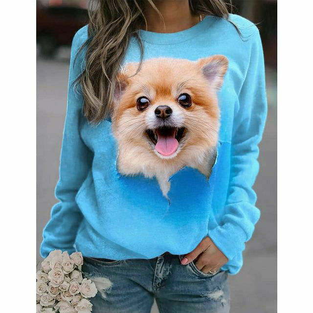 Casual 3D Dog Print T-Shirt