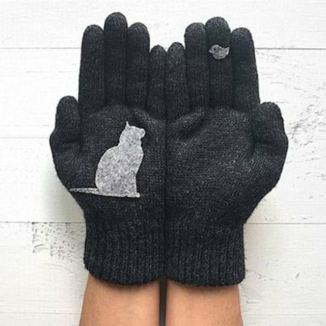 Warm Fashion Print Gloves