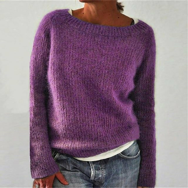 Casual Solid Loose Soft Sweater