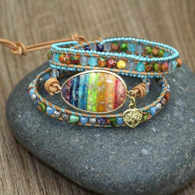 Handmade Boho Colorful Natural Stone Bracelet