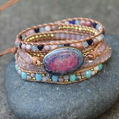 Handmade Boho Colorful Natural Stone Bracelet