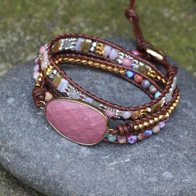 Handmade Boho Colorful Natural Stone Bracelet