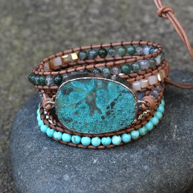 Handmade Boho Colorful Natural Stone Bracelet