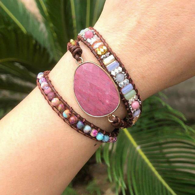 Handmade Boho Colorful Natural Stone Bracelet