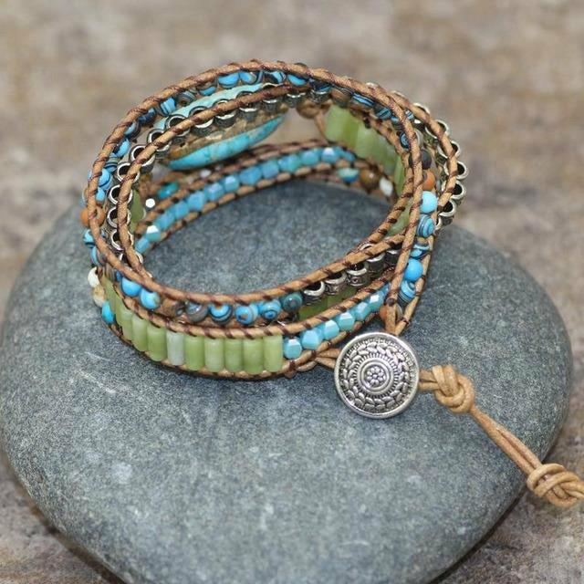 Handmade Boho Colorful Natural Stone Bracelet