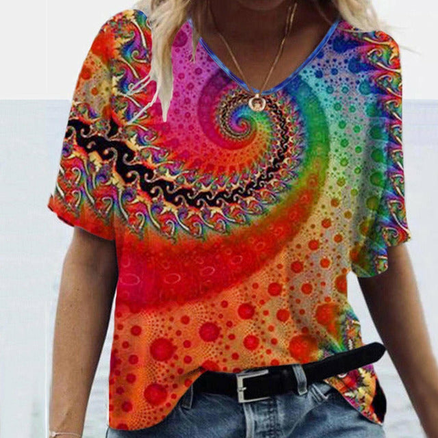 Colorful Print Casual T-Shirt