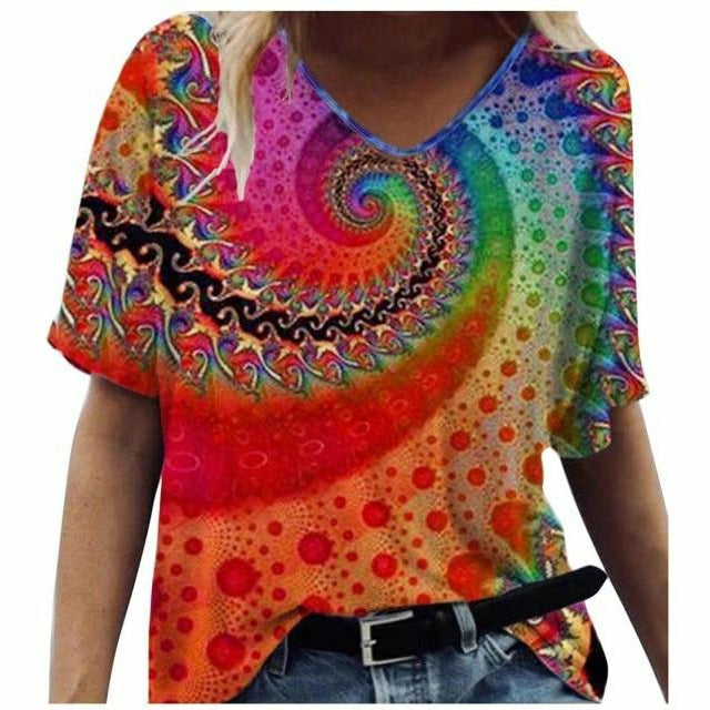 Colorful Print Casual T-Shirt