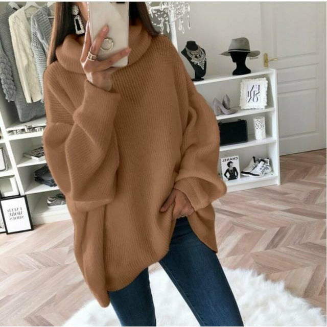 Loose Turtleneck Solid Sweater