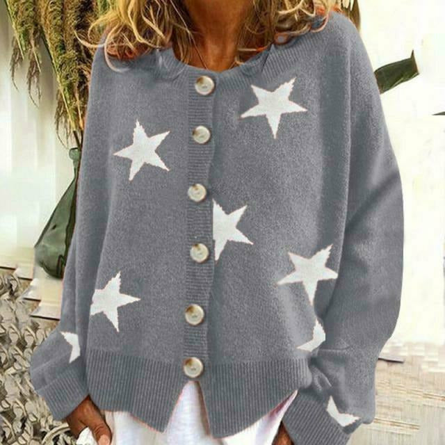 Star Print Knitted Cardigan