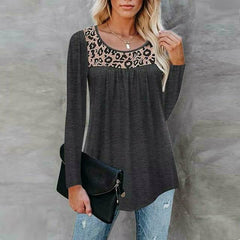 Leopard Print Patchwork T-Shirt