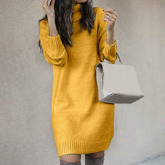 Elegant Solid Knitted Dress