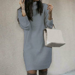 Elegant Solid Knitted Dress