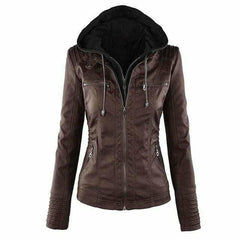 Vintage Casual Hooded Leather Jacket