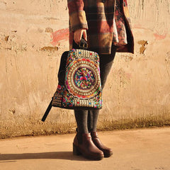 Colorful Traditional Style Embroidered Backpack