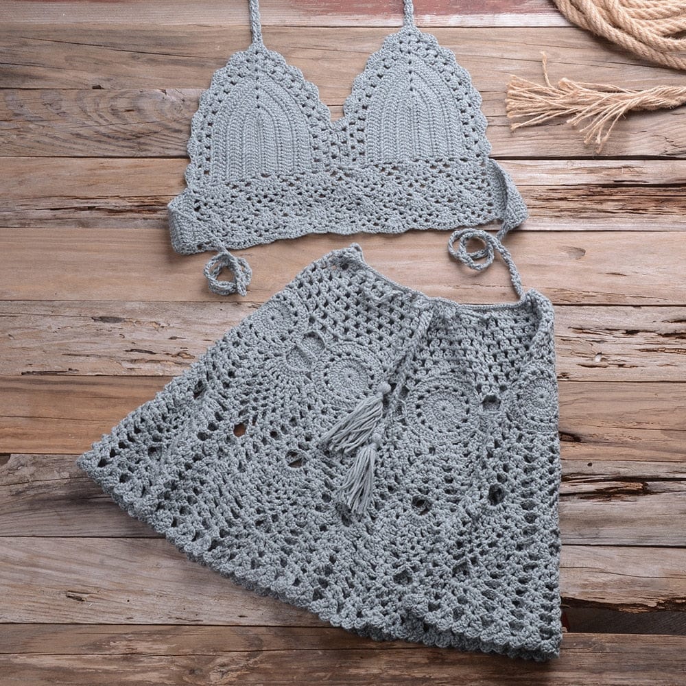 Corinna Crochet Bikini Skirt Set