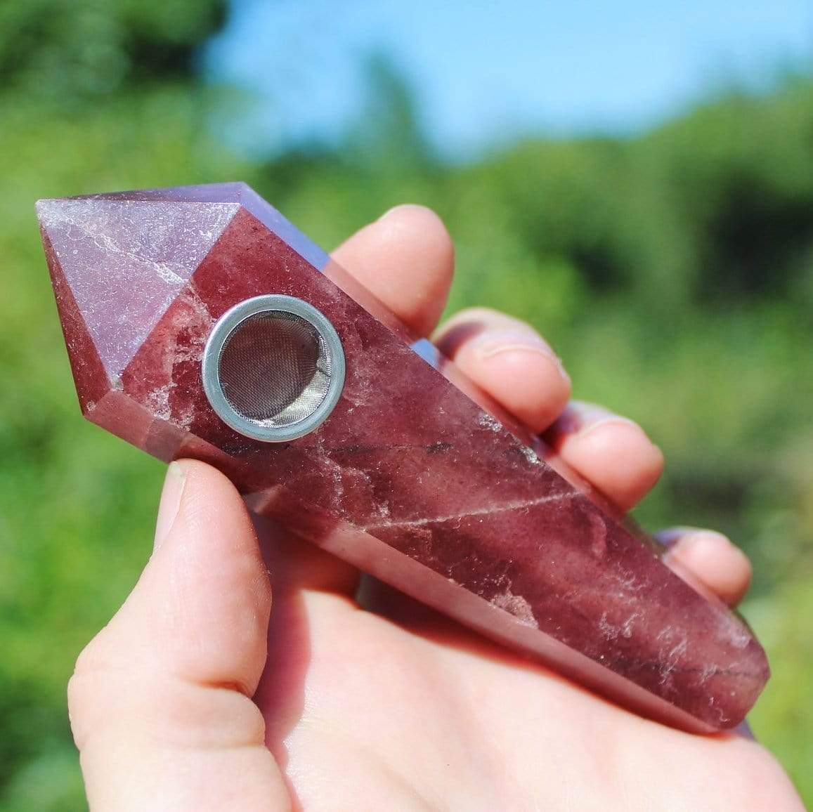 Strawberry Quartz Crystal Pipe