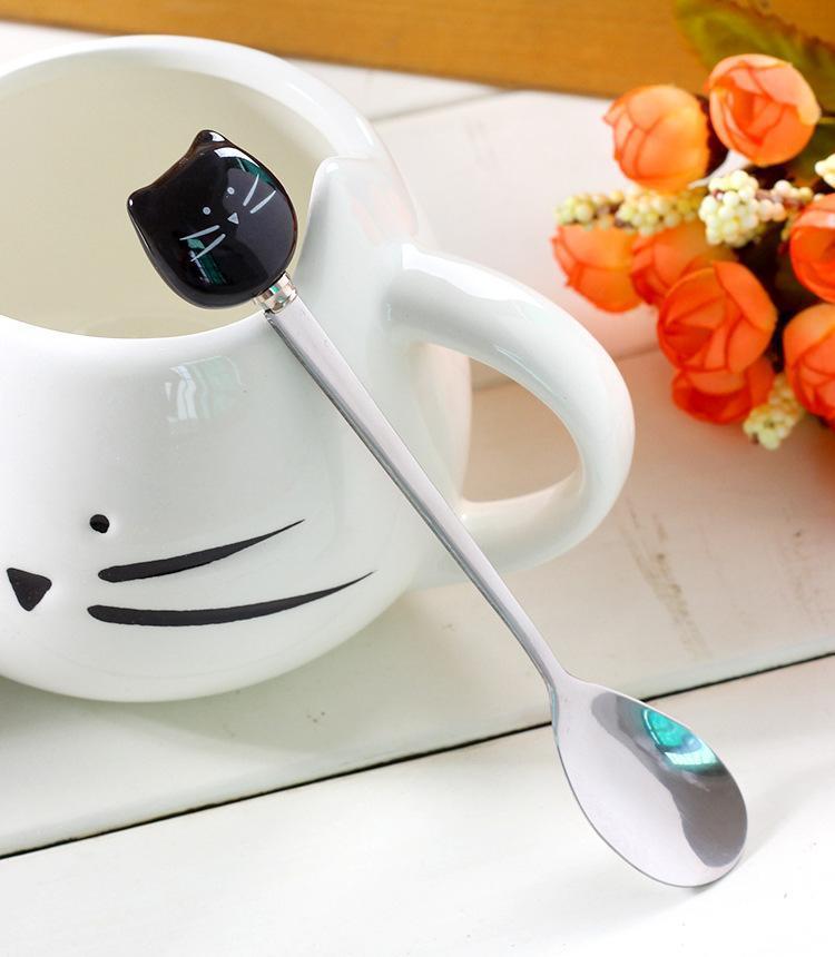 Cute Cat Coffee Mug With Spoon