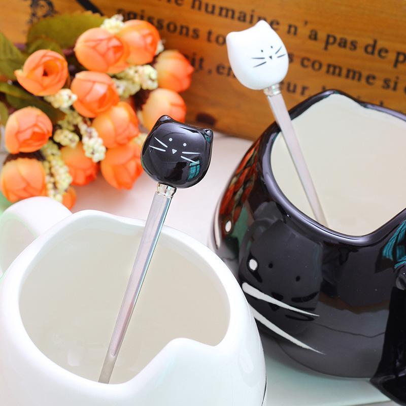 Cute Cat Coffee Mug With Spoon