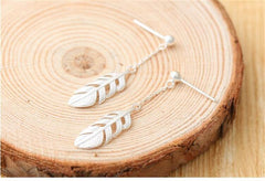 925 Sterling Silver Feather Earrings