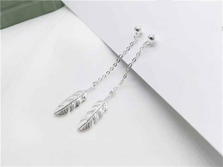 925 Sterling Silver Feather Earrings