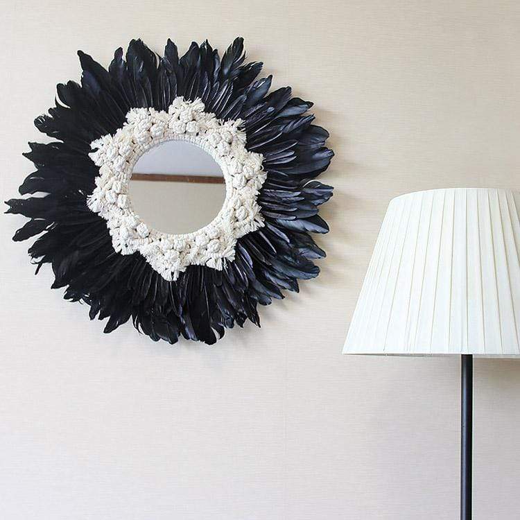 White Gerbera Daisy Macrame Mirror