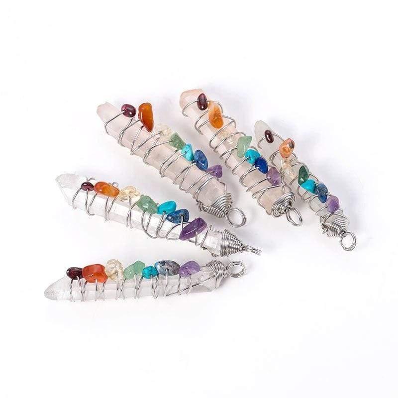 7 Chakra Quartz Crystal Rainbow Pendant Necklace